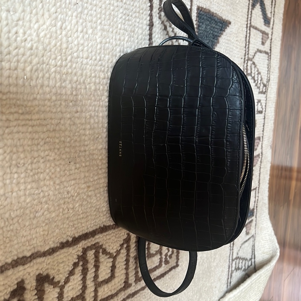 Sezane Victor Croco bag in black, great condition